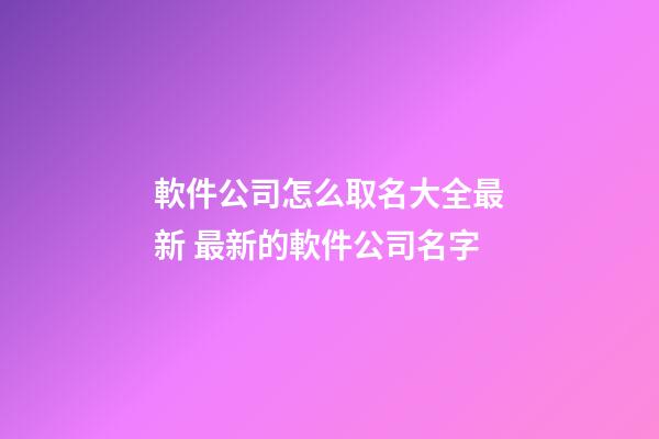 軟件公司怎么取名大全最新 最新的軟件公司名字-第1張-公司起名-玄機派